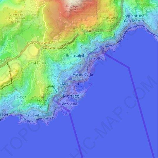карта возвышенности Монако