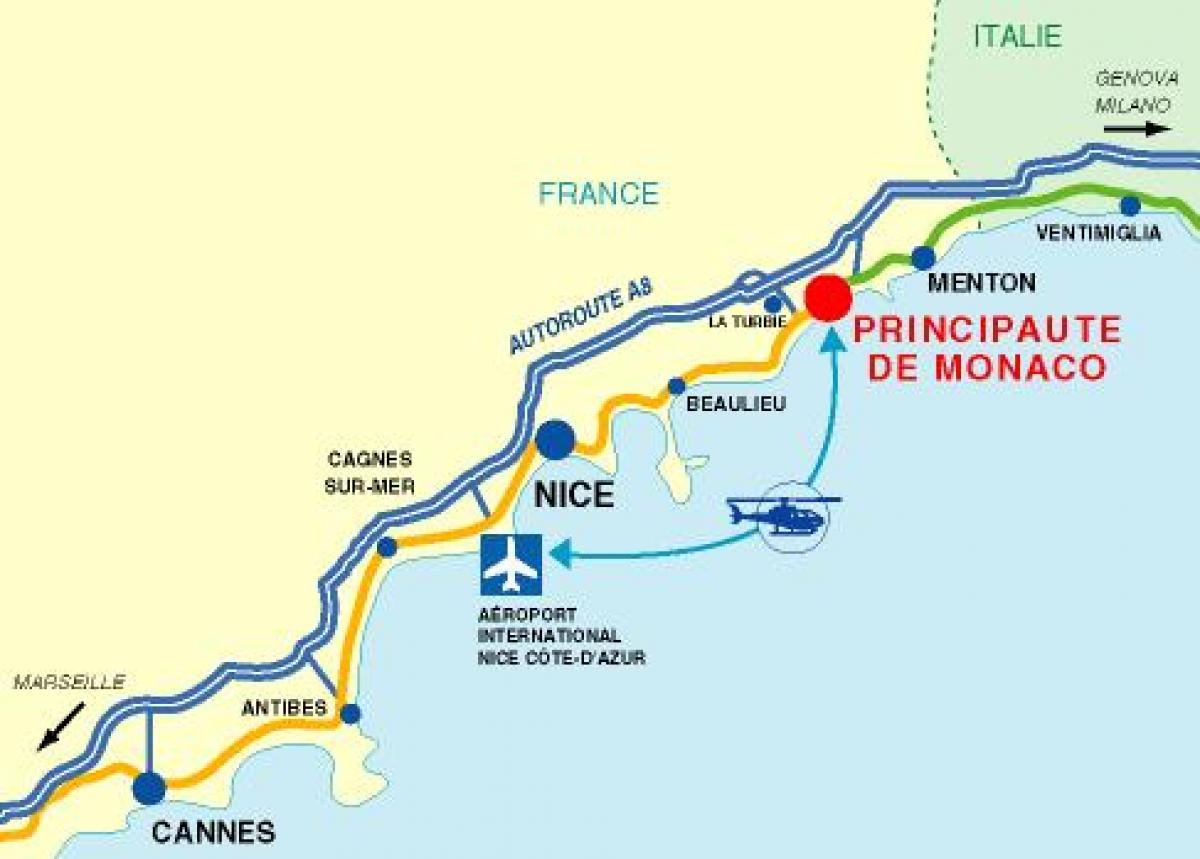 карта аэропортов Монако