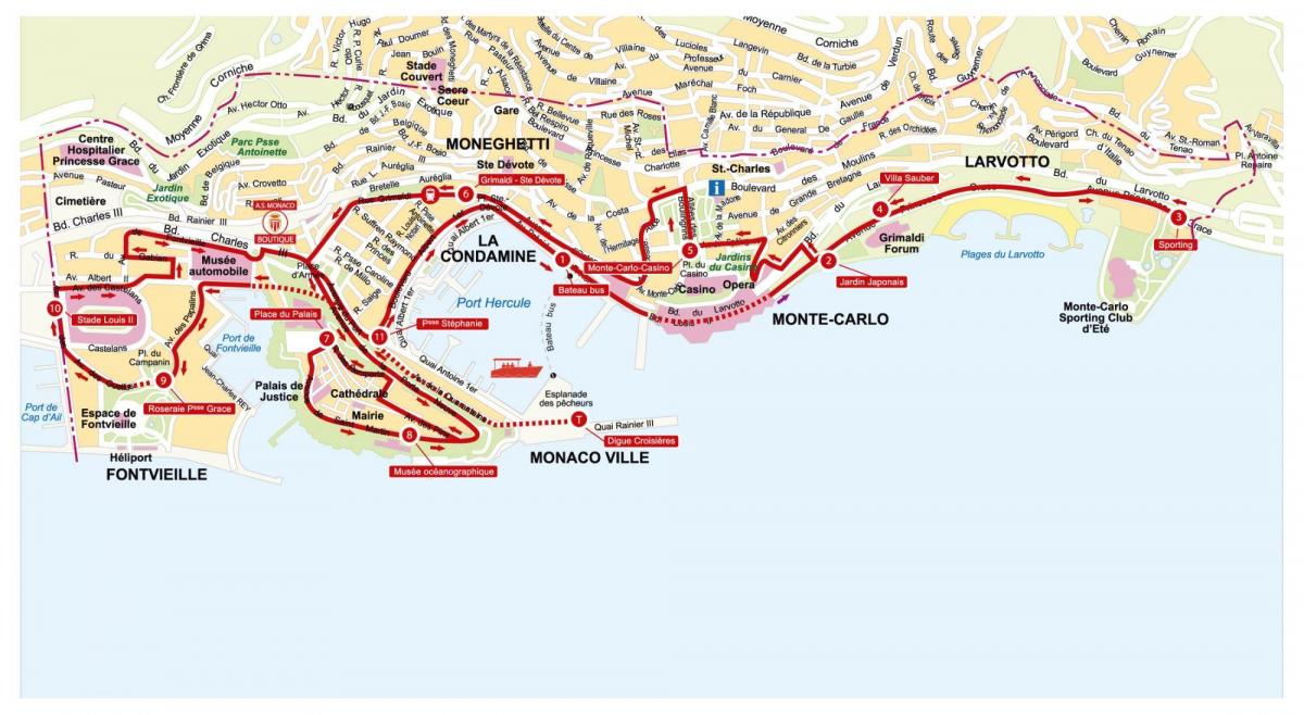Карта автобусных туров Монако Хоп On Hop On Hop Off